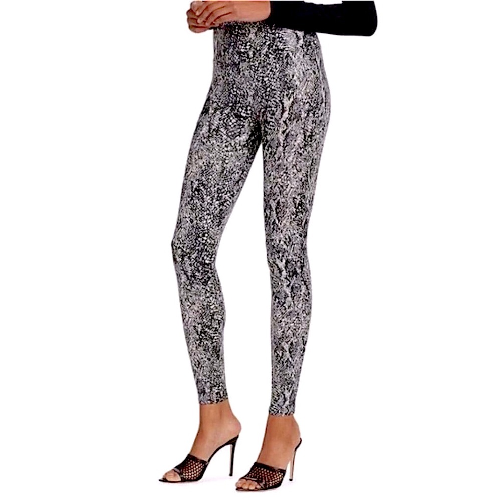 Spanx Faux Leather Snake Print High Rise Leggings
